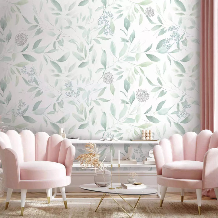 Fototapetes - Zaļās lapas vijas vieglā vējā, 151286