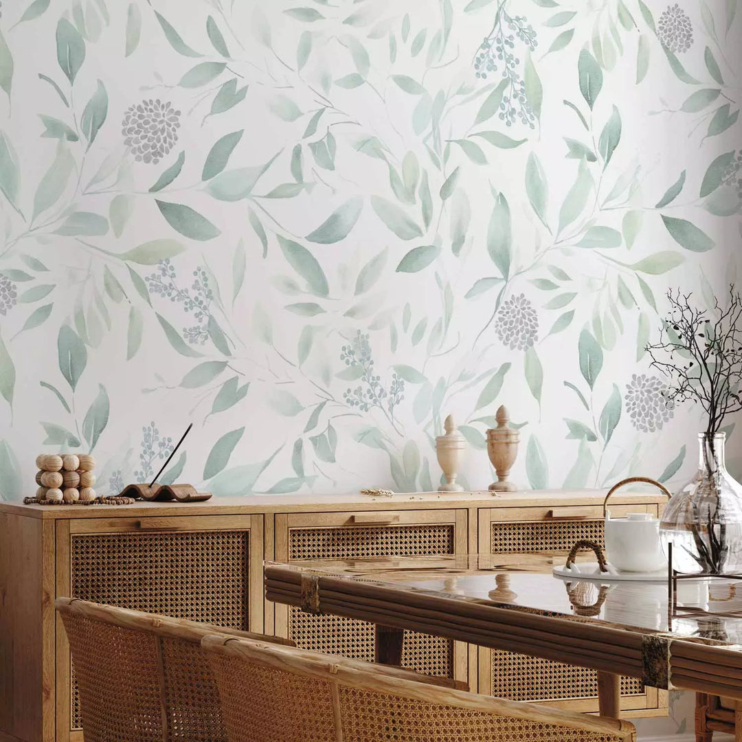 Fototapetes - Zaļās lapas vijas vieglā vējā, 151286