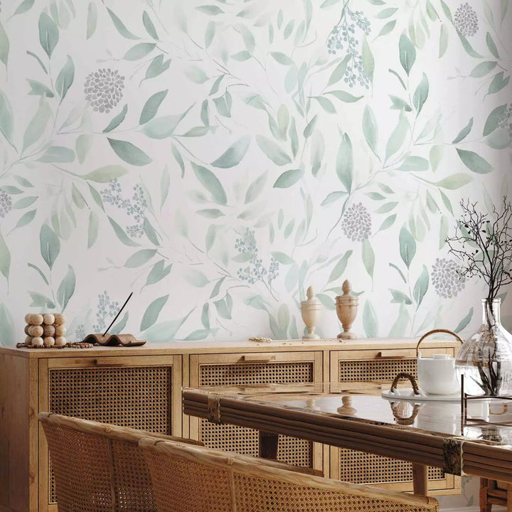 Fototapetes - Zaļās lapas vijas vieglā vējā, 151286