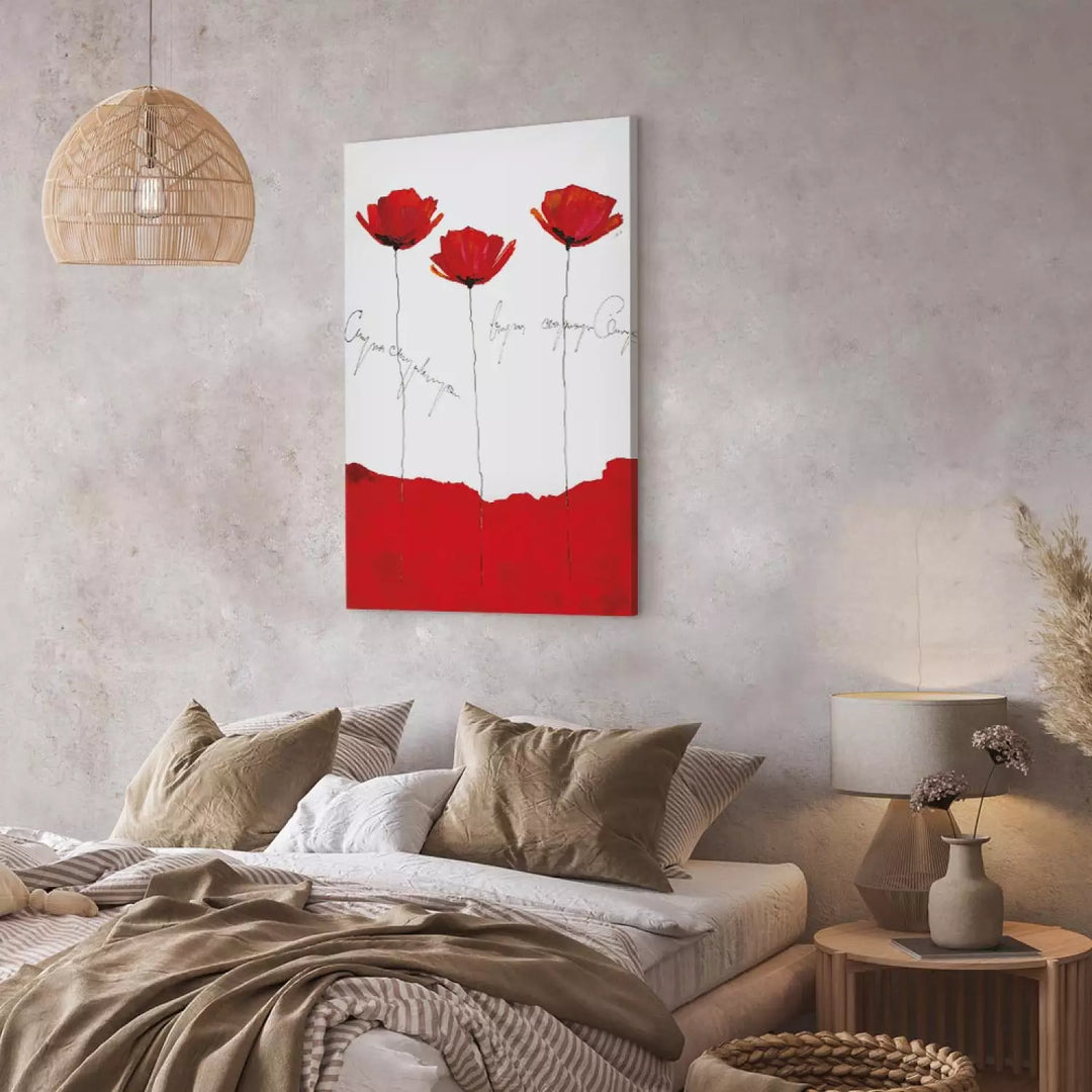 Canva with flowers - Poppies with inscriptions, 162323