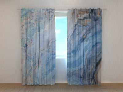 Dienas un nakts aizkari - Izsmalcināts zils marmors Digital Textile