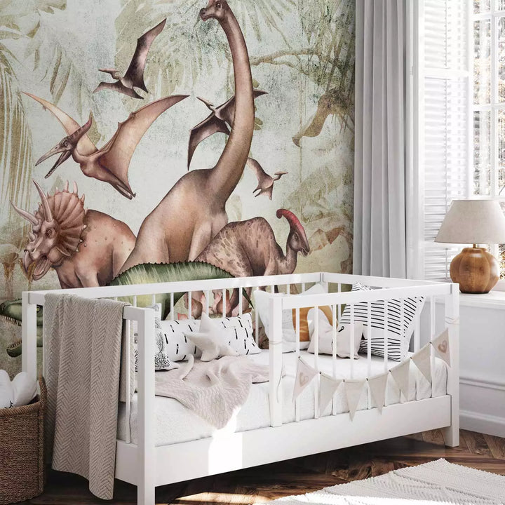 Fototapetai - Triceratopsas, tiranozauras ir stegozauras, 149236