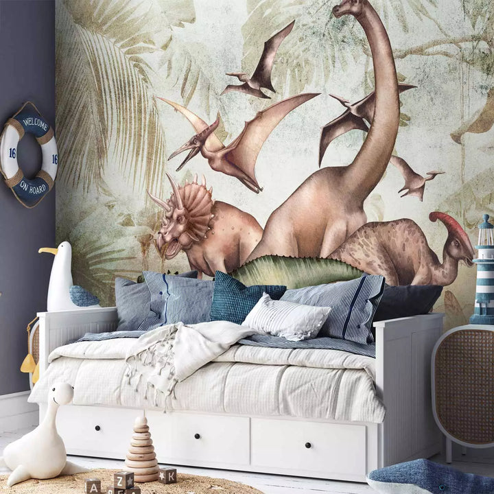 Fototapetai - Triceratopsas, tiranozauras ir stegozauras, 149236