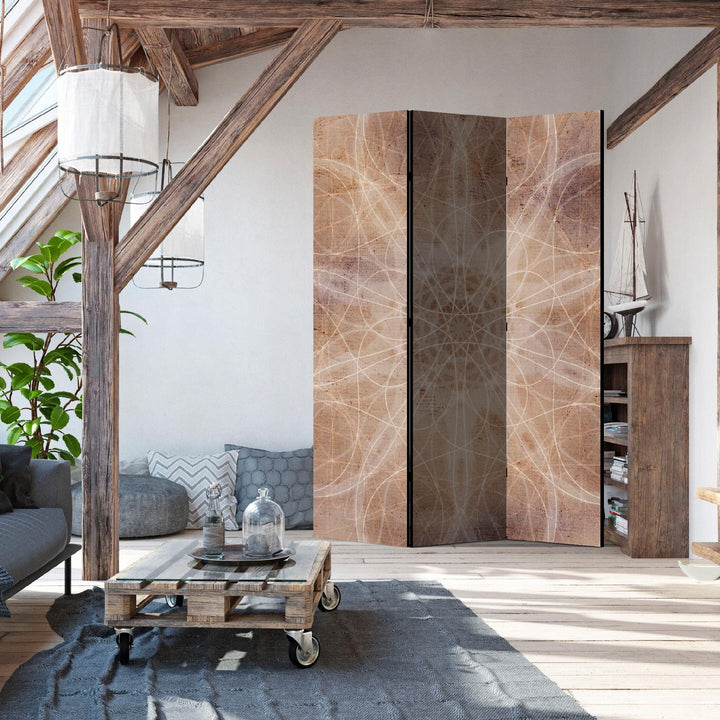 Divpusējs aizslietnis, 135x172, Ģeometriskā harmonija, moderns, ieturēts siltos, zemes toņos L-ART