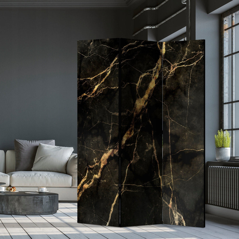 Divpusējs aizslietnis, 135x172, Melns marmors ar zelta elementiem L-ART
