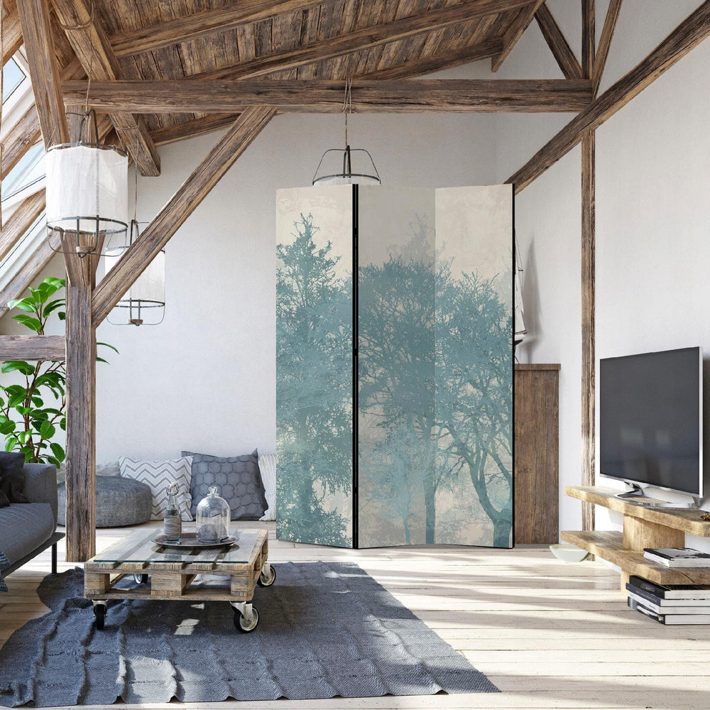 Divpusējs aizslietnis, 135x172, Rīta miers – dūmakaini zilos toņos L-ART