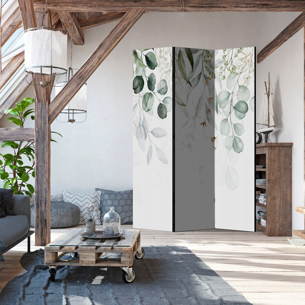 Divpusējs aizslietnis, 135x172, zaļas lapas uz balta fona L-ART