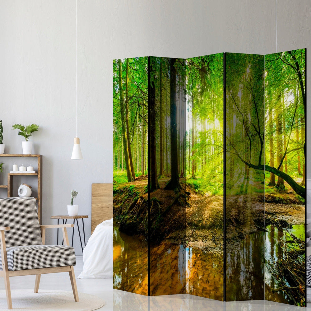 Divpusējs aizslietnis, 225x172, Rīts saulainā mežā L-ART