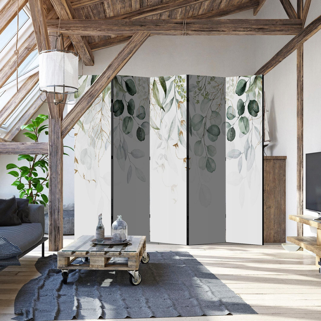 Divpusējs aizslietnis, 225x172, zaļas lapas uz balta fona L-ART