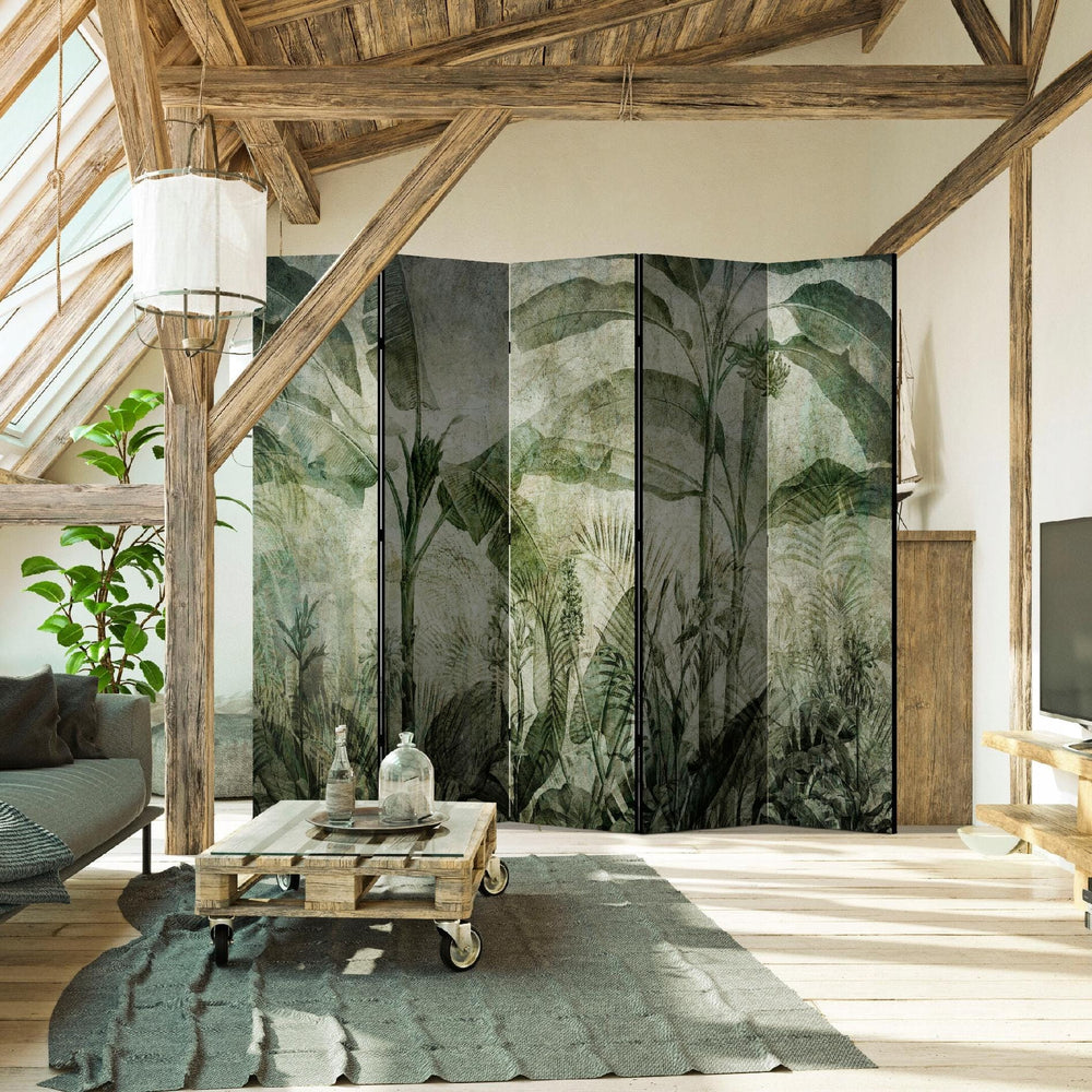 Divpusējs aizslietnis, 225x172, Zaļas tropiskas lapas, tumši zaļā L-ART