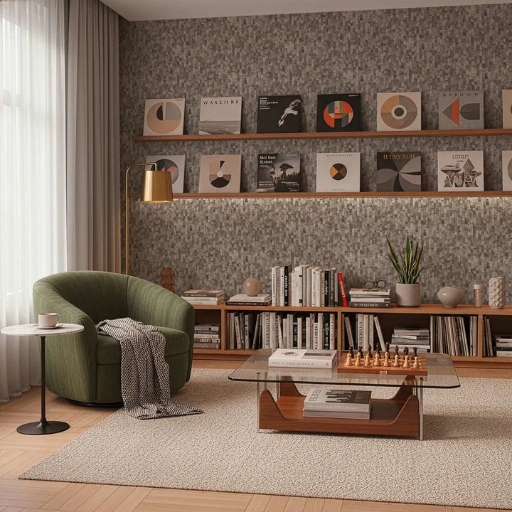 Dizaina tapetes ar modernu ķieģeļu un paneļu tekstūru - brūna, bēša AS Creation