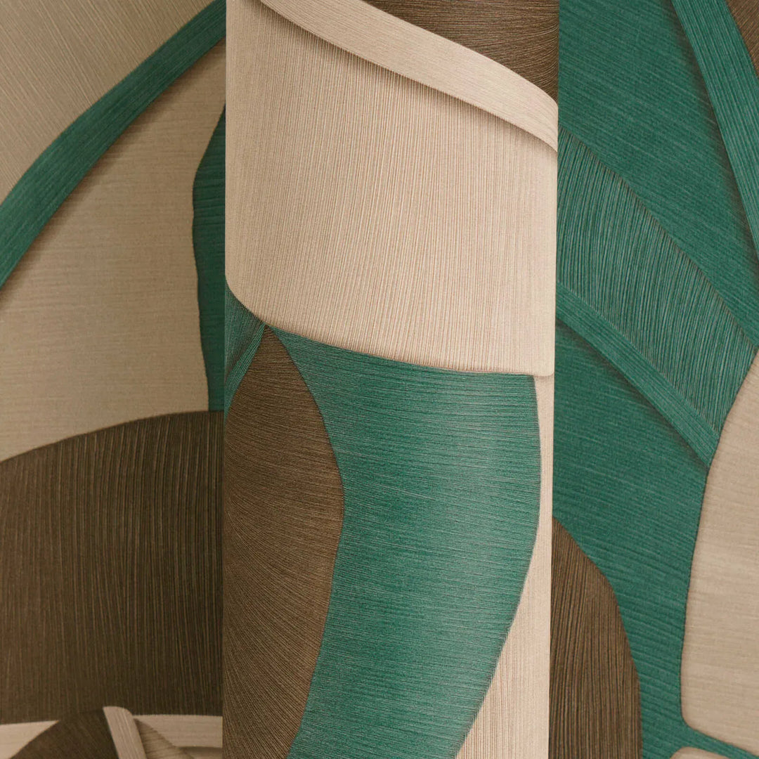 Dizaina tapetes ar stilizētām lapu formām un faktūru - bēša, brūna AS Creation