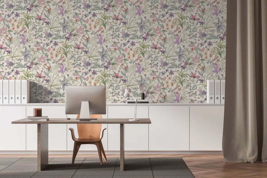 Dzīvespriecīgas tapetes ar ziedu dizainu | zaļa, violeta - 3012500 AS Creation