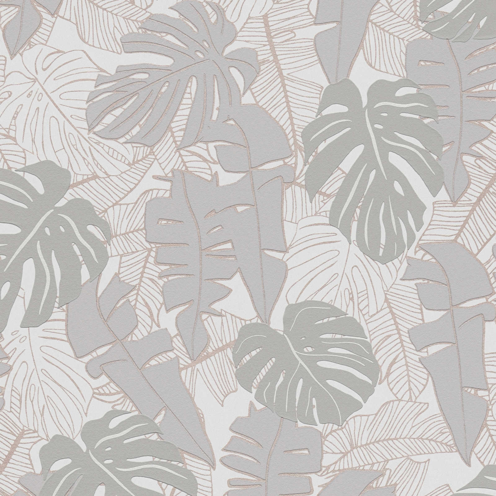 Džungļu tapetes ar banānu lapām: silti pelēkā krāsā, 389053 AS Creation