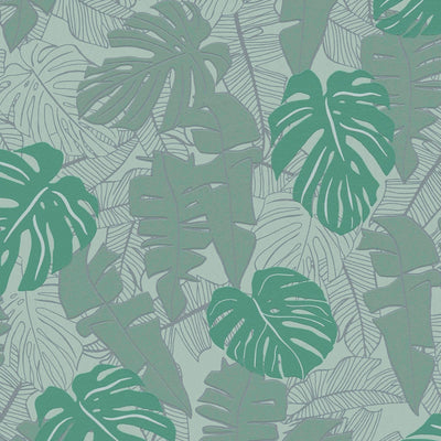 Džungļu tapetes ar banānu lapām un metālisku efektu: zaļā, 1367677 AS Creation
