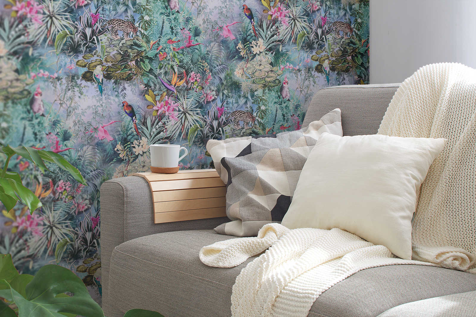 Džungļu tapetes ar dzīvniekiem un augiem akvareļu tehnikā - 1351537 AS Creation