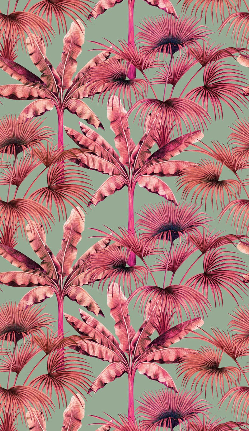 Džungļu tapetes ar krāsainu rakstu rozā krāsā, 1375231 AS Creation