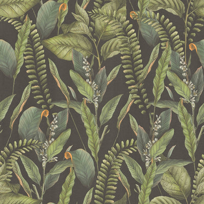 Džungļu tapetes ar lapām un ziediem, teksturētas un matētas, 1401623 AS Creation