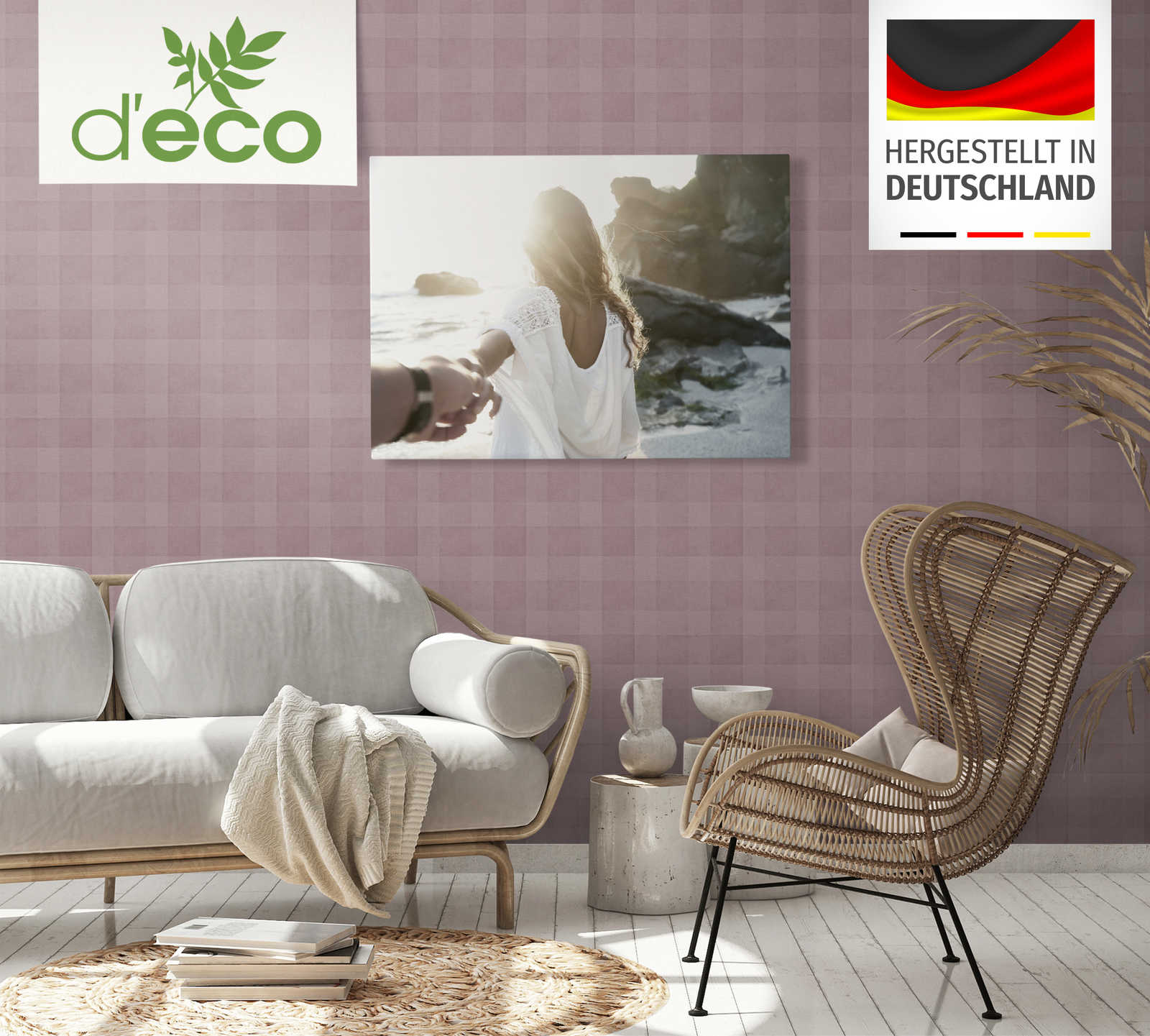 Ekoloģiskas tapetes ar rūtainu rakstu, bez PVC: violetas, 386645 AS Creation