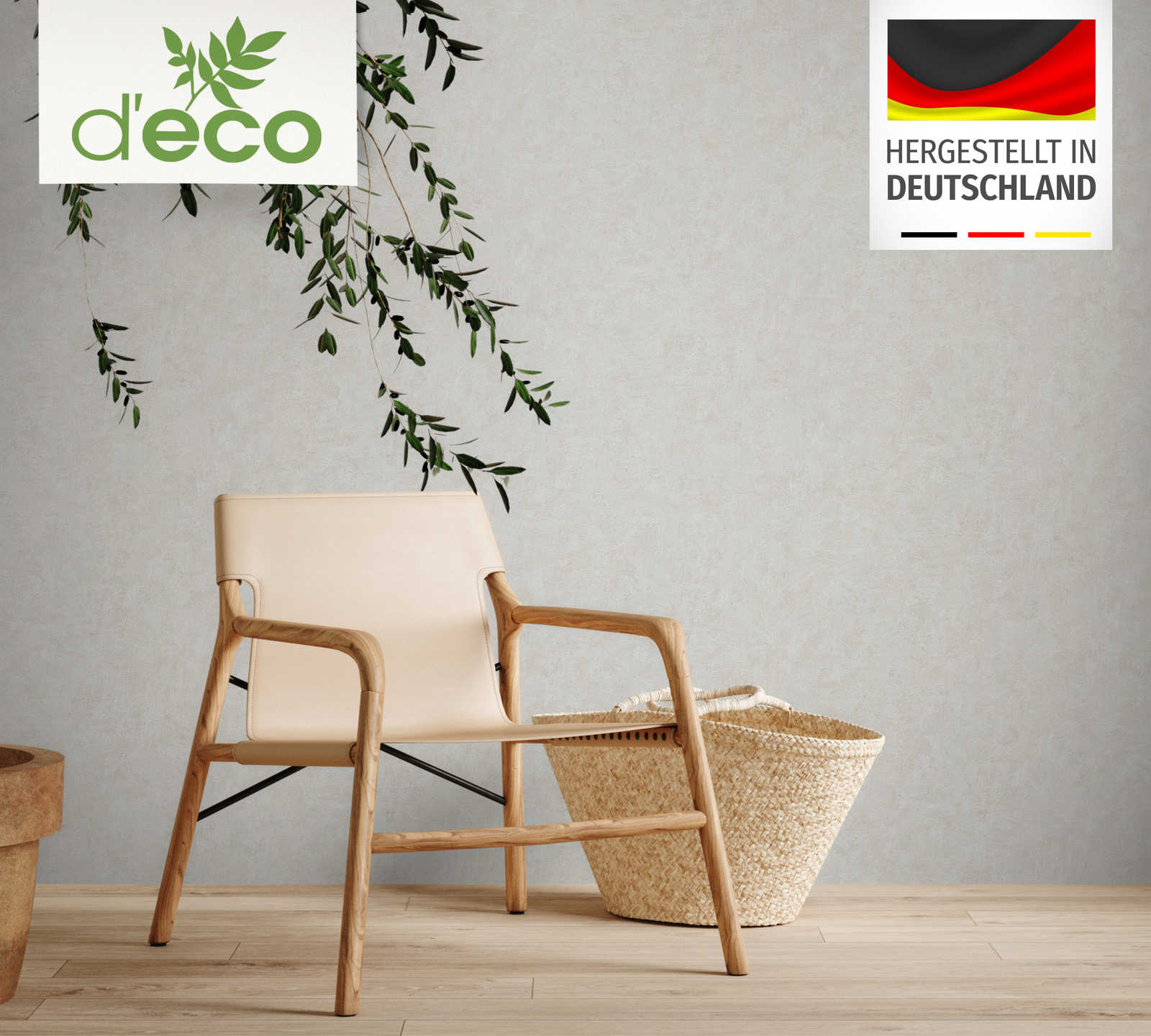 Ekoloģiskas tapetes bez PVC ar teksturētu izskatu: krēmkrāsā, 386395 AS Creation