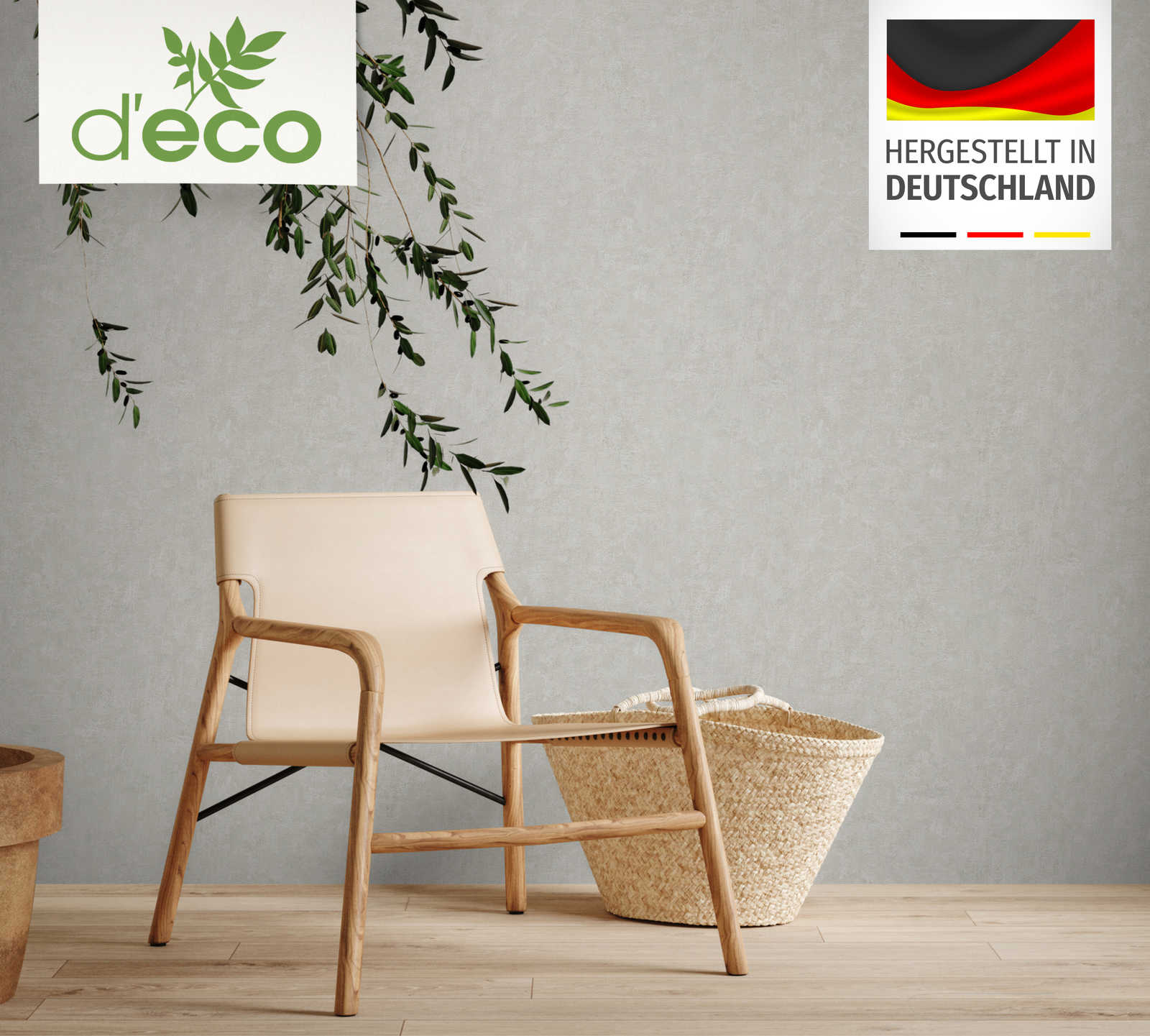 Ekoloģiskas tapetes bez PVC ar teksturētu izskatu: pelēkā, 386393 AS Creation