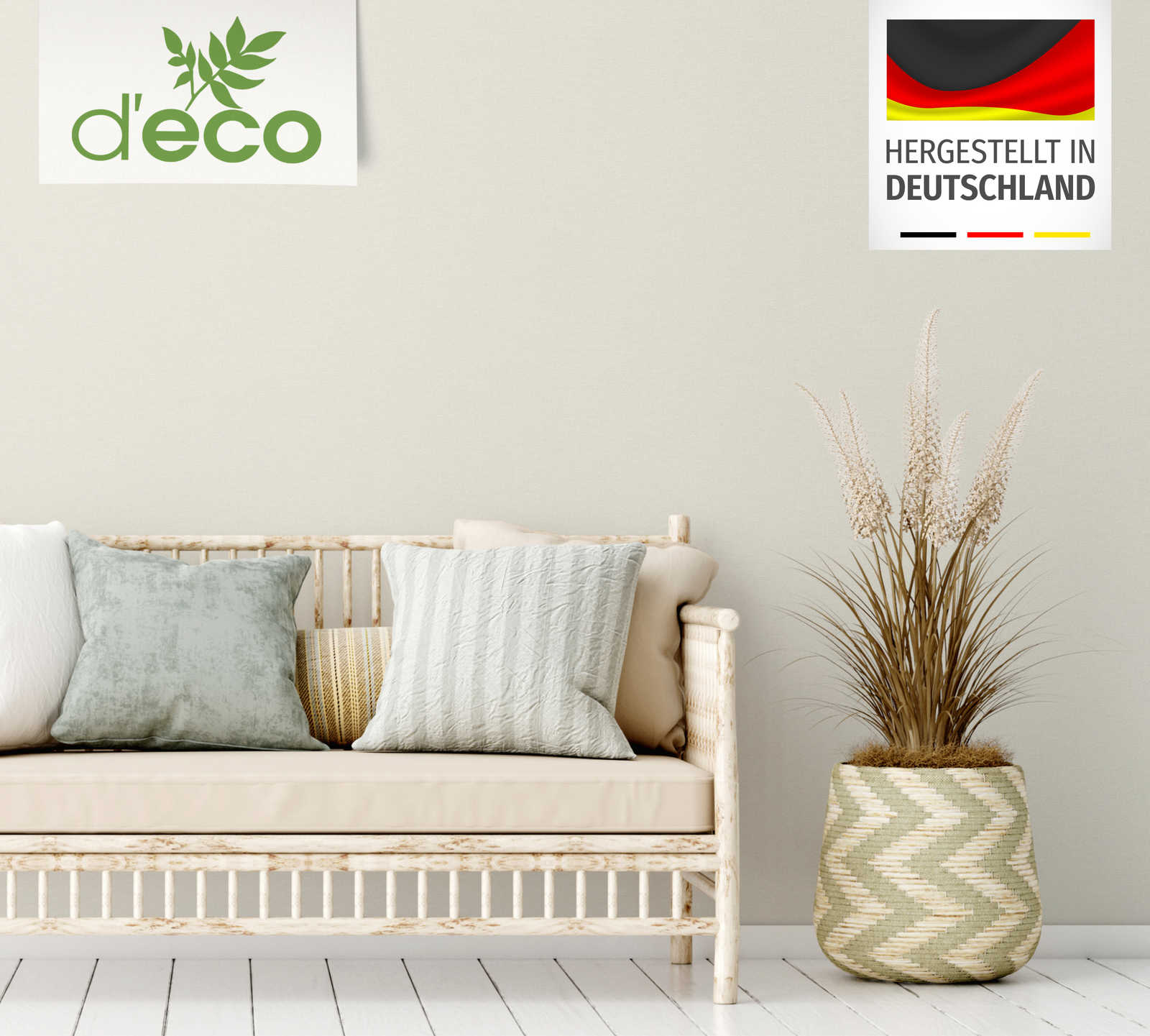 Ekoloģiskas vienkrāsainas tapetes, bez PVC: krēmkrāsā - 386665 AS Creation