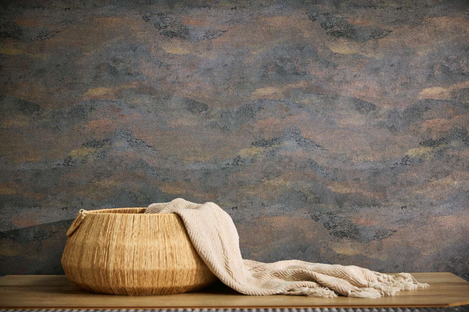 Ekskluzīvas tapetes ar mirdzošiem viļņiem, melna, zelta krāsa, 786564 AS Creation