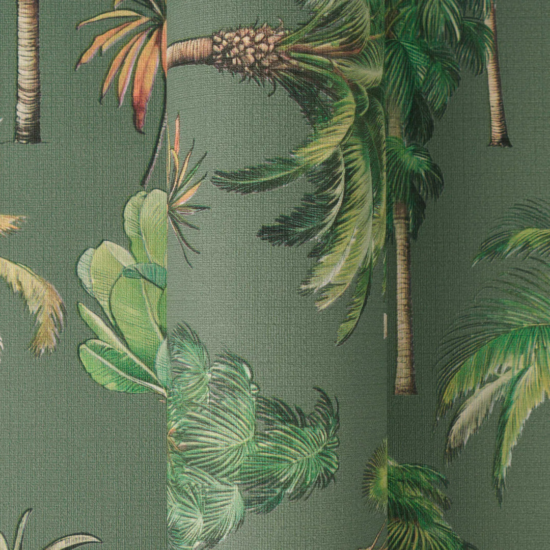 Eksotiskas  tapetes ar tropu palmu kokiem, tumši zaļas - 3012240 AS Creation
