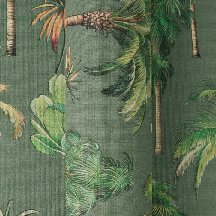 Eksotiskas  tapetes ar tropu palmu kokiem, tumši zaļas - 3012240 AS Creation