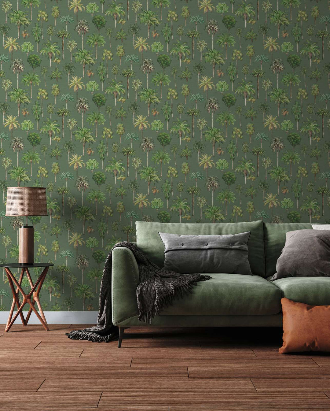 Eksotiskas  tapetes ar tropu palmu kokiem, tumši zaļas - 3012240 AS Creation