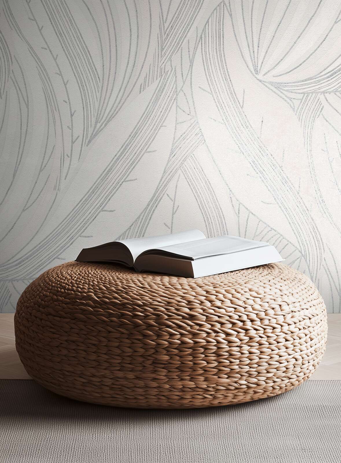 Ekstravagantas tapetes ar dinamisku lapu dizainu pelēkā krāsā - 786555 AS Creation