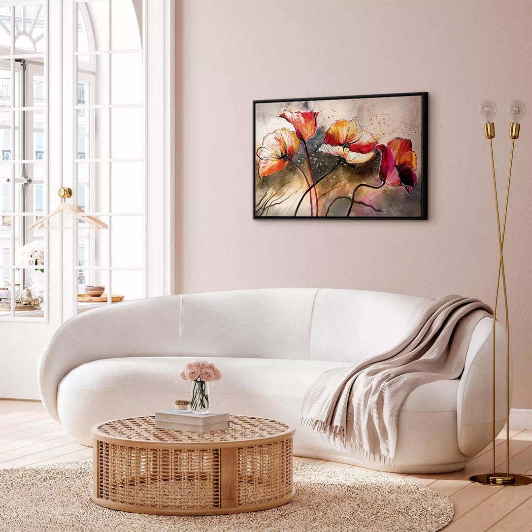 Painting in black wooden frame - Magic Poppies, 162016