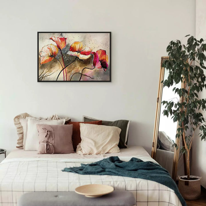 Painting in black wooden frame - Magic Poppies, 162016