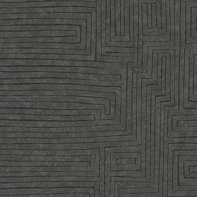 Etno tapetes ar līniju rakstu un tekstūras efektu - brūna, melna, 371713 AS Creation