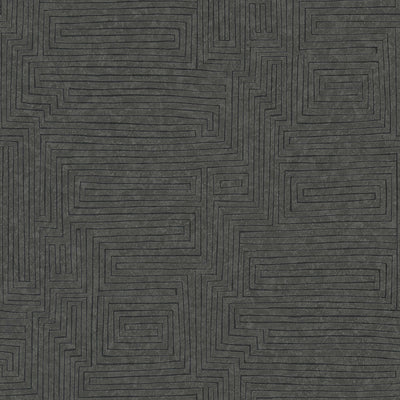 Etno tapetes ar līniju rakstu un tekstūras efektu - brūna, melna, 1326001 AS Creation