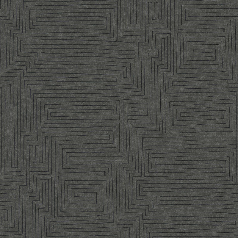 Etno tapetes ar līniju rakstu un tekstūras efektu - brūna, melna, 1326001 AS Creation