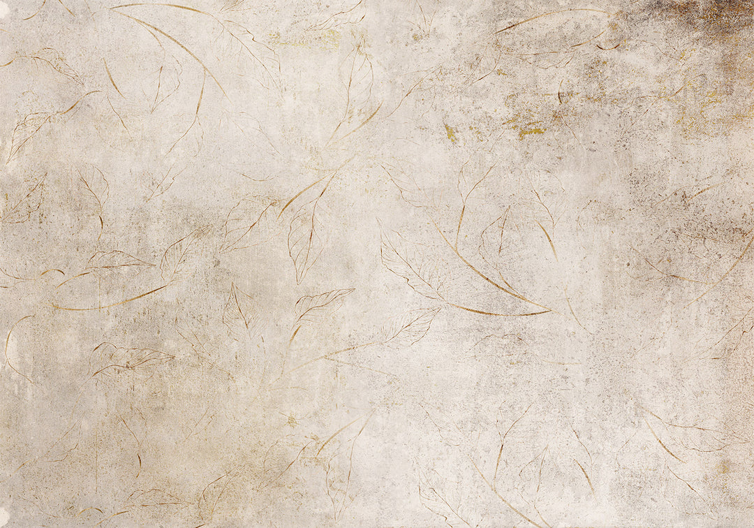 Fototapetes - Smalkas dabas skices – grafika gaišās krāsās ar lapu formām, 144630