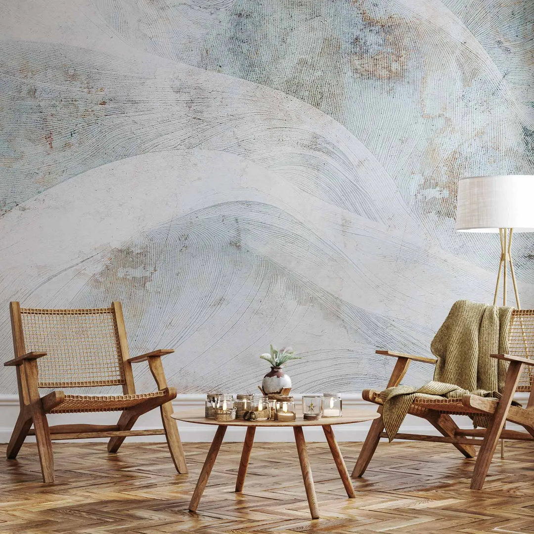 Wall Murals - abstract background with waves in grey, 148597