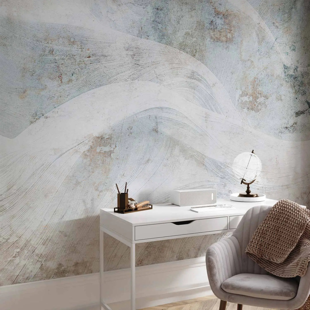 Wall Murals - abstract background with waves in grey, 148597