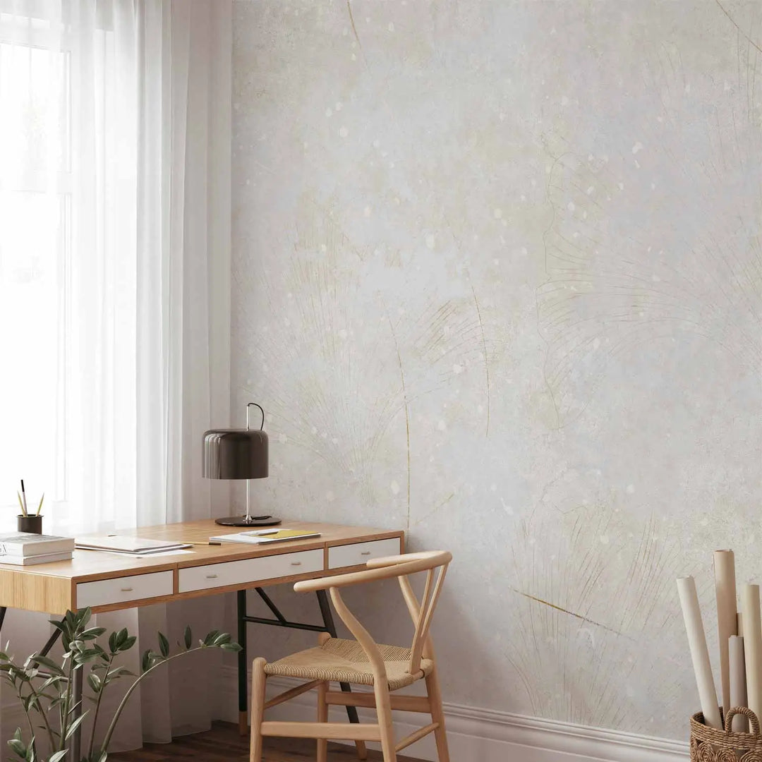 Wall Murals - Light cream background with leaf motif, 148802