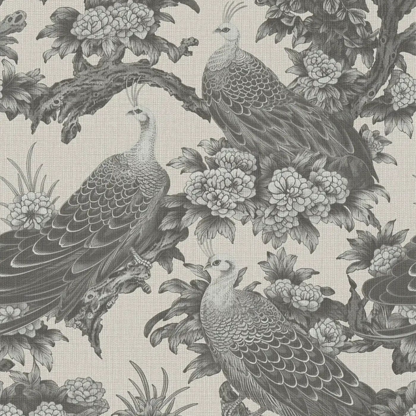 Flizelīna tapetes angļu lauku mājas stilā ar ziedu motīvu pelēkā/krēmā AS Creation