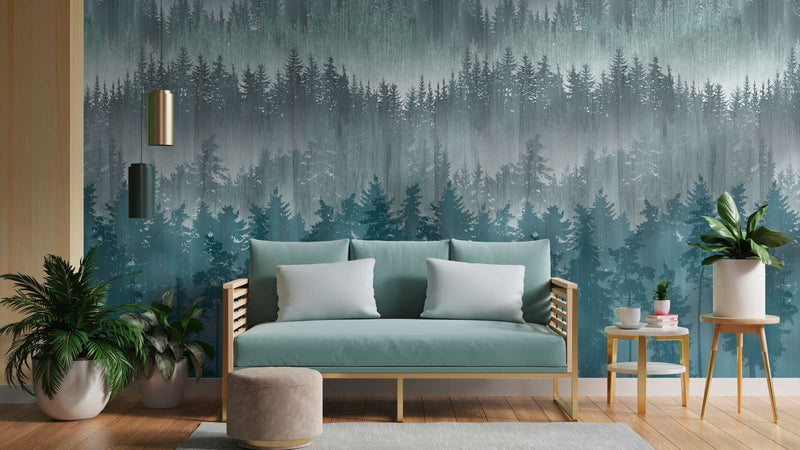 Non-woven abstract forest wallpaper in dark green, 1375205 AS Creation