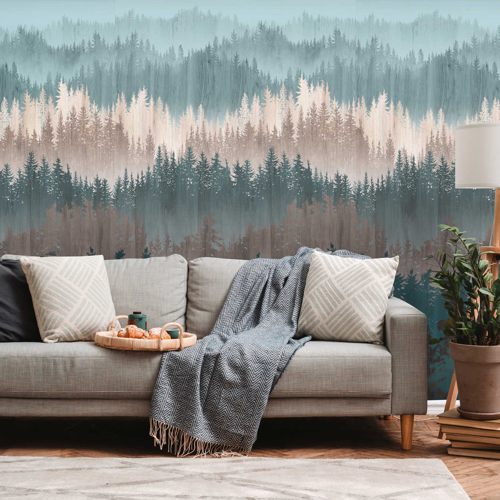 Flizelīna tapetes ar abstraktu meža rakstu zaļā krāsā - 1375203 AS Creation