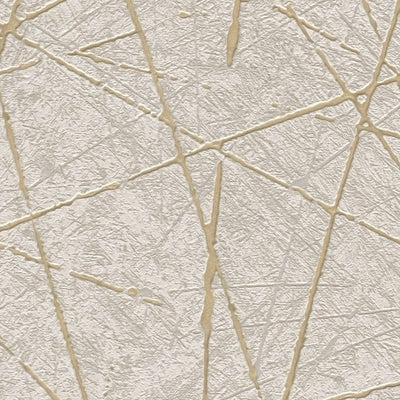 Flizelīna tapetes ar grafisko līniju rakstu bēšā un zeltā krāsā, 1375135 AS Creation