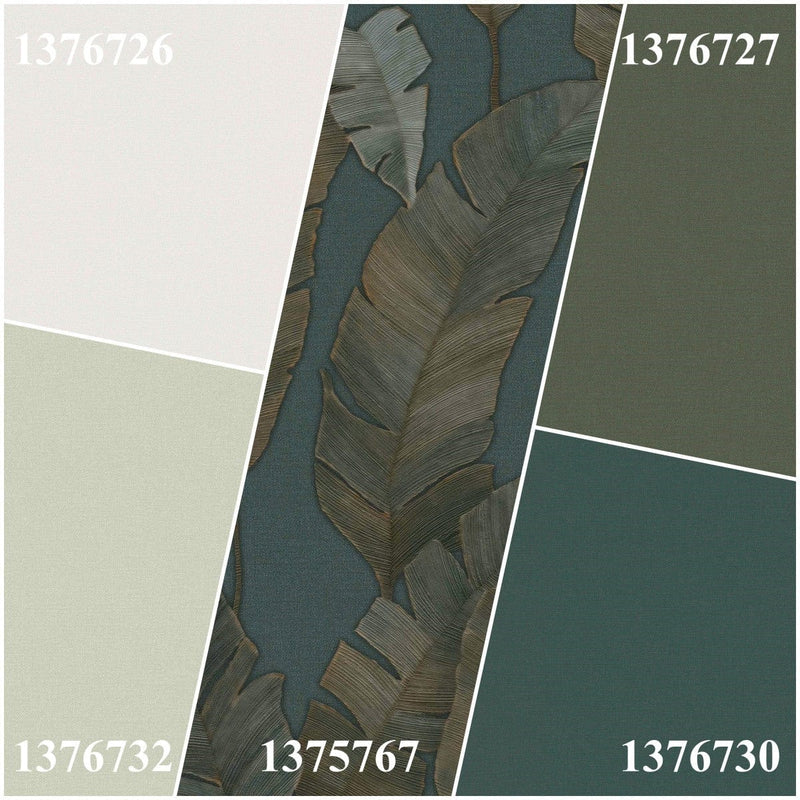 Flizelīna tapetes ar lielām palmu lapām tumšā krāsā, 1375767 AS Creation