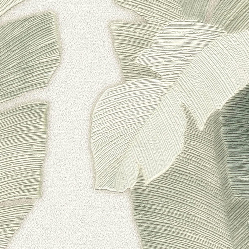 Flizelīna  tapetes ar palmu lapām gaišā zaļā krāsā, 1375770 AS Creation