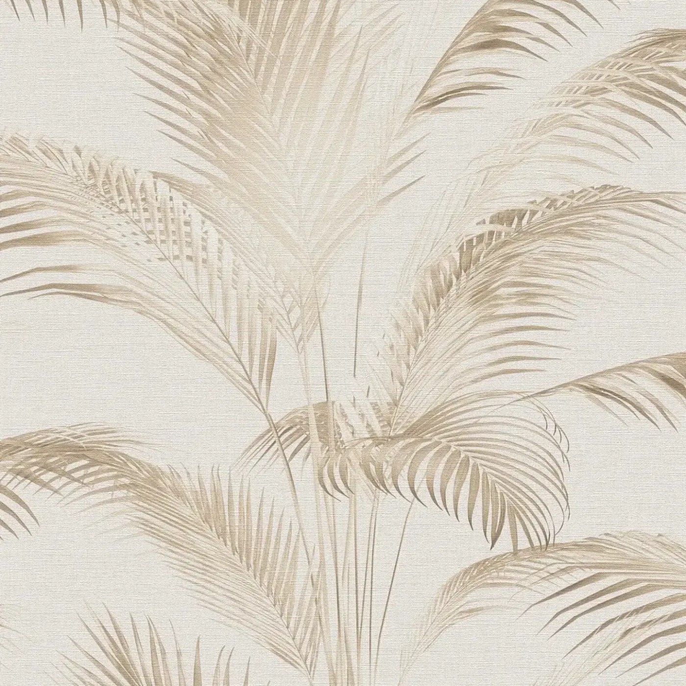 Flizelīna tapetes ar palmu lapām maigās krāsās – krēmkrāsā, 1414671 AS Creation