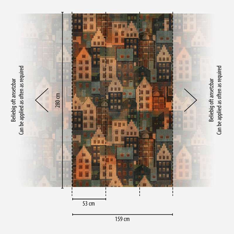 Flizelīna tapetes ar pilsētas rakstu brūnos toņos, 1375215 AS Creation