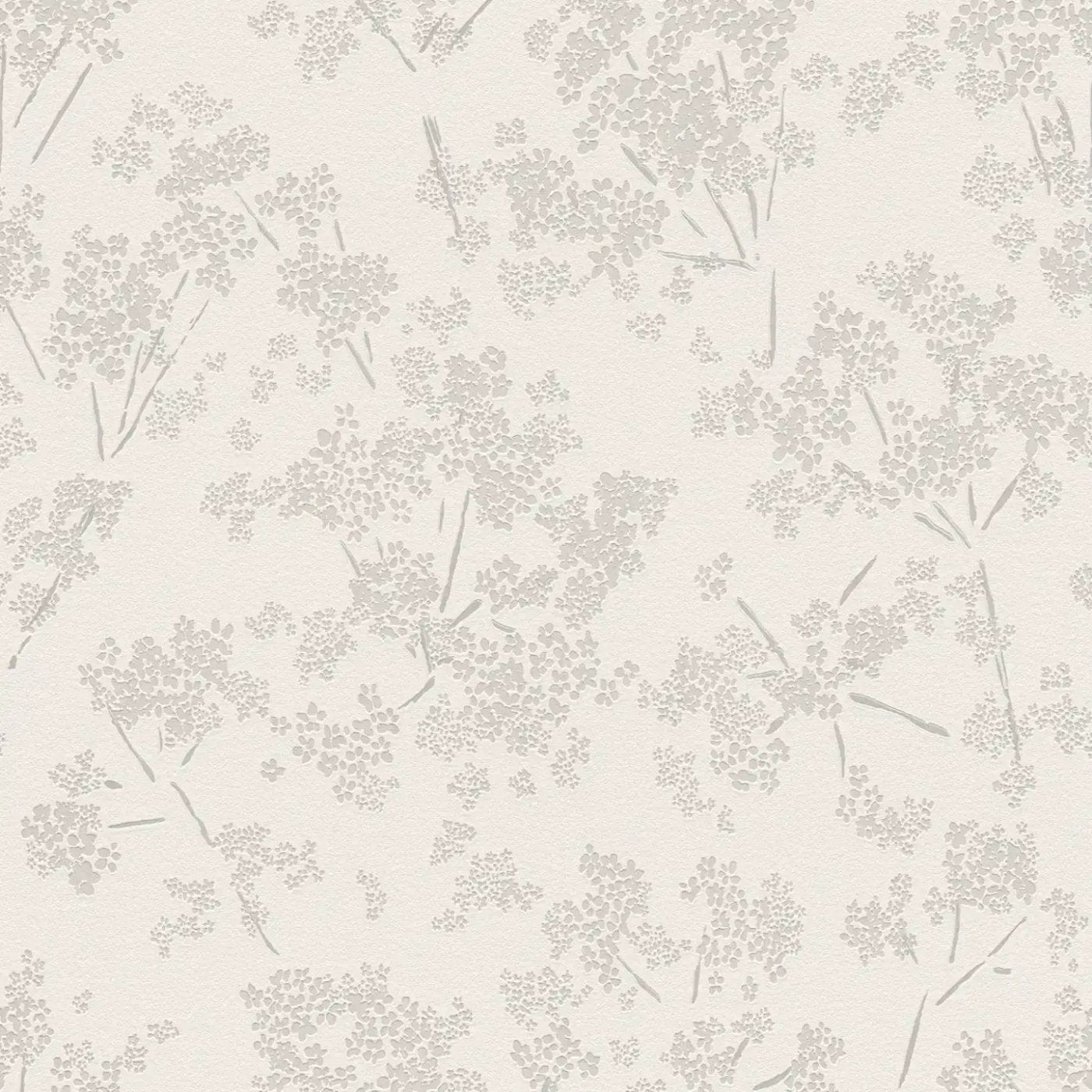 Flizelīna tapetes ar rotaļīgu ziedu rakstu - baltā, taupē krāsā  - 395483 AS Creation