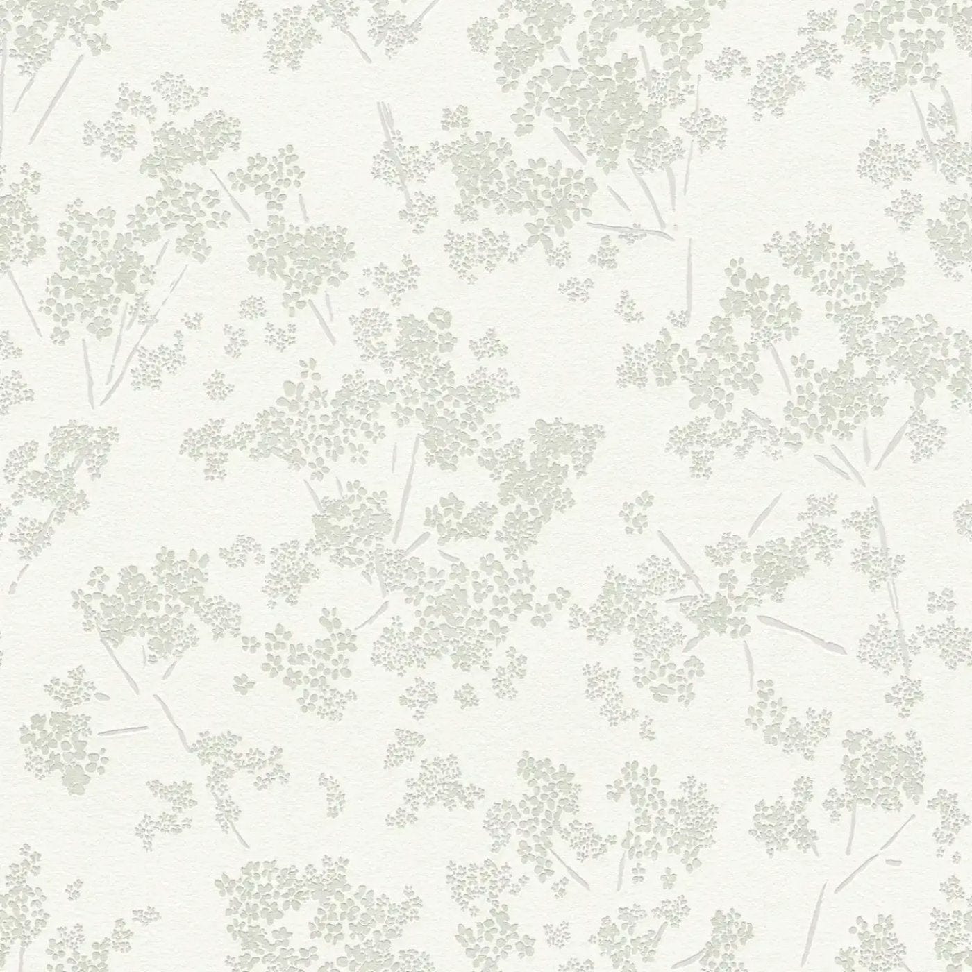 Flizelīna tapetes ar rotaļīgu ziedu rakstu - baltā, zaļā krāsā  - 395482 AS Creation